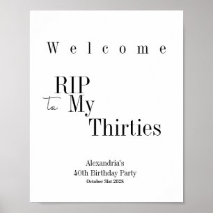 Affiche Adieu les 30 ans Fête 40 ans de naissance Bienvenu