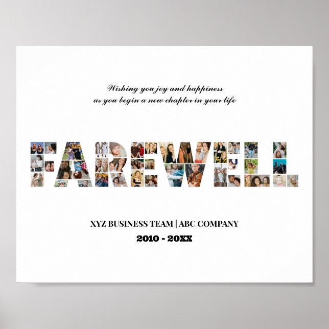 Affiche Adieu Photo personnalisée Collage Coworker Retrait (Devant)
