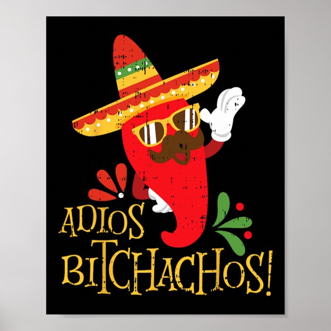 Affiche Adios Achos Cinco De Mayo Mexicain Chili Peppers (Devant)