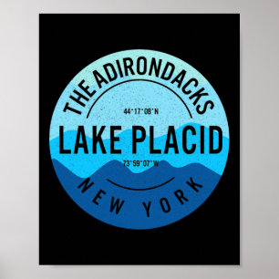 Affiche Adirondacks Lake Placid New York Ski Snowbo