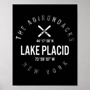 Affiche Adirondacks Lake Placid New York Ski Snowbo
