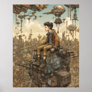Affiche Ado Steampunk au sommet de la ville