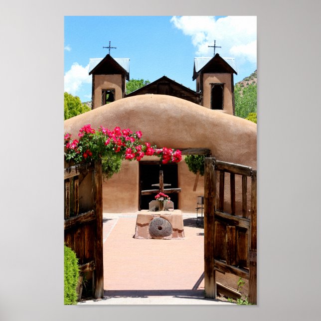 Affiche Adobe Church Sanctuario Chimayo Nouveau-Mexique Ph (Devant)