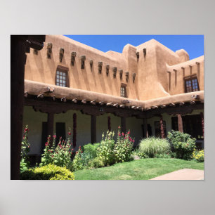 Affiche Adobe Vigas La Fonda Hotel Père Noël Fe NM