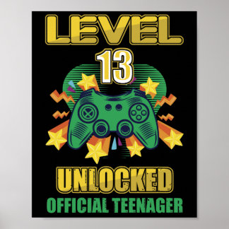Affiche Adolescent officiel Niveau 13 Déverrouillé Anniver