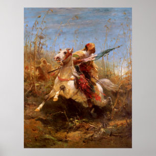Affiche Adolf Schreyer Le Guerrier Arabe À La Tête D'Une C