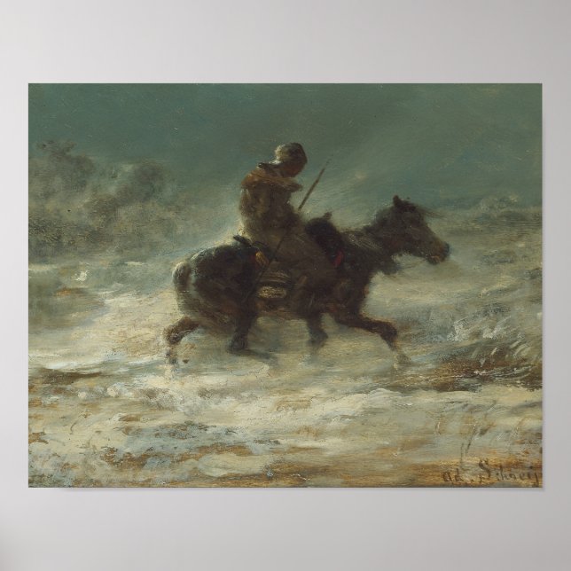 Affiche Adolphe Schreyer - Homme avec Lance à travers (Devant)