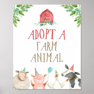 Affiche Adopt an Animal Farm Animals Barnyard Boy Birthday