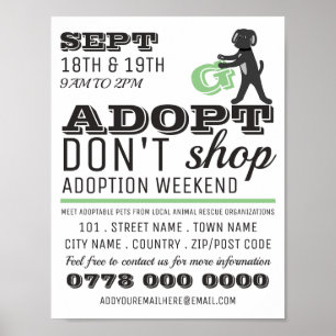 Affiche Adopt Don't Shop, Pet Adoption Evénement Publicité