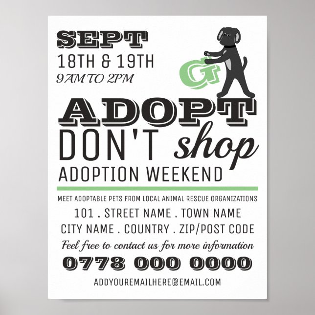 Affiche Adopt Don't Shop, Pet Adoption Evénement Publicité (Devant)
