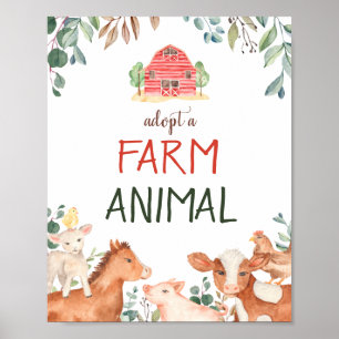 Affiche Adopter la pancarte animal de ferme Animaux Animau