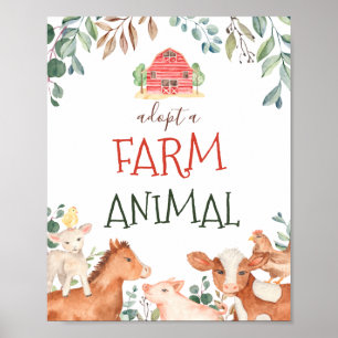 Affiche Adopter la pancarte animal de ferme Animaux Animau