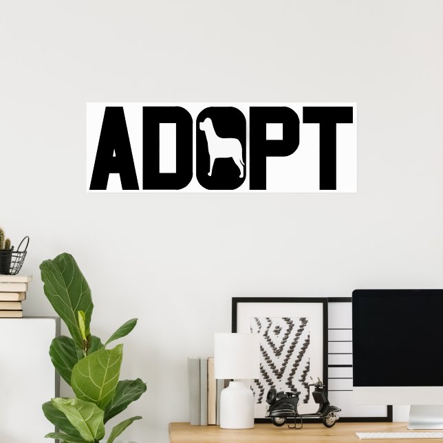 Affiche Adopter les animaux (Bureau à domicile)