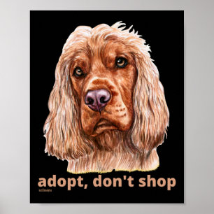 Affiche ADOPTER, NE PAS SHOP (Anglais Cocker Spaniel)