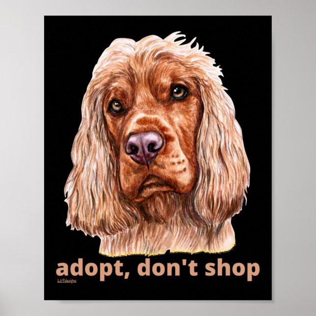 Affiche ADOPTER, NE PAS SHOP (Anglais Cocker Spaniel) (Devant)
