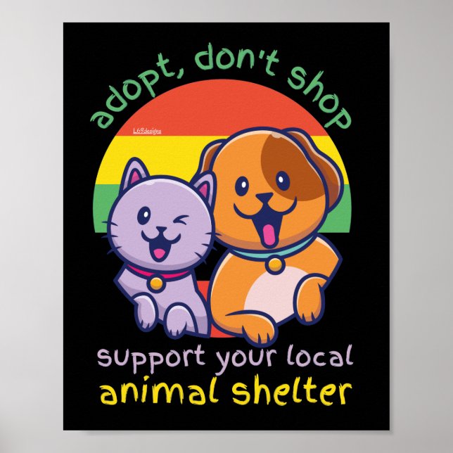 AFFICHE ADOPTER NE PAS SHOP SOUTENIR VOTRE ABRI ANIMAL LOC (Devant)