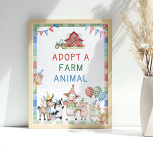 Affiche Adopter un animal de ferme Barnyard Anniversaire