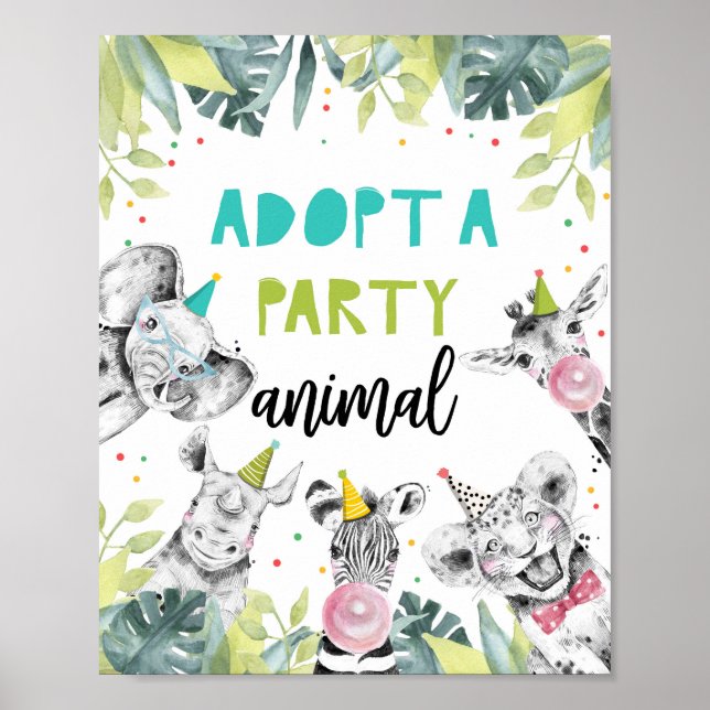 Affiche Adopter un animal Safari Animaux Panneau de la tab (Devant)