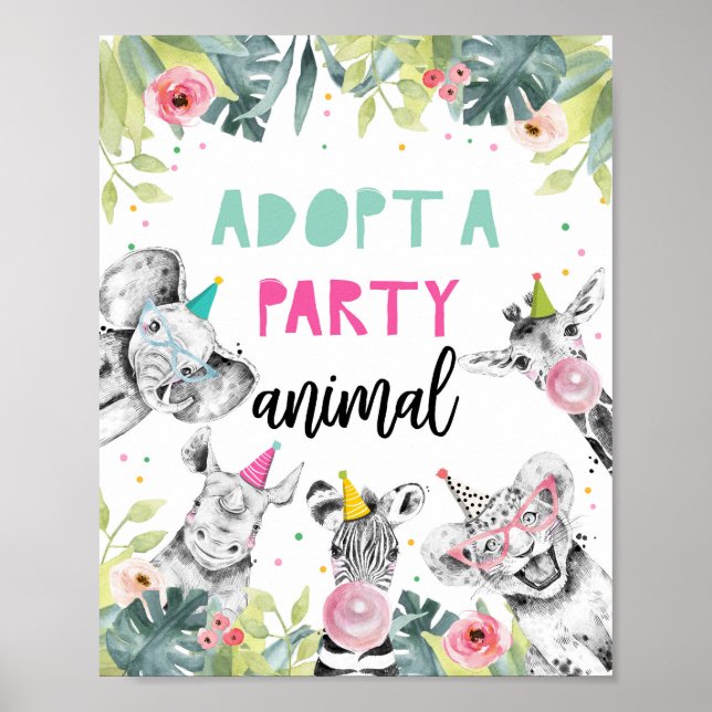 Affiche Adopter un animal Safari Animaux Panneau de la tab (Devant)