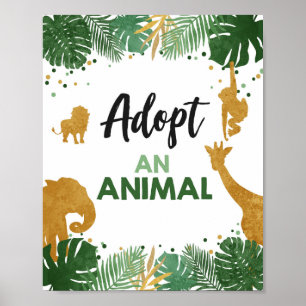 Affiche Adopter un animal sauvage Safari Gold Birthday Par