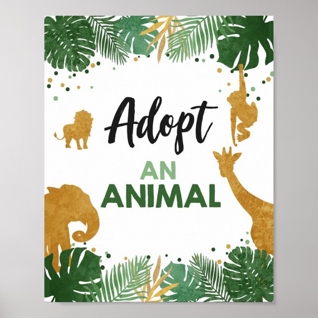 Affiche Adopter un animal sauvage Safari Gold Birthday Par (Devant)