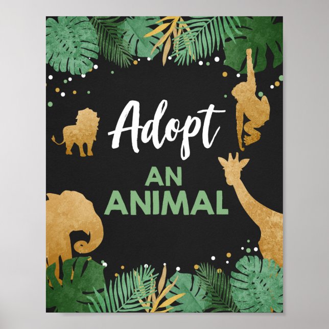 Affiche Adopter un animal sauvage Safari Gold Birthday Par (Devant)