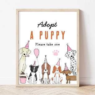 Affiche adopter un chiot Chien de Pawty Symbole de table d