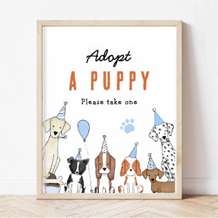 Affiche adopter un chiot Chien de Pawty Symbole de table d