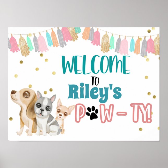 Affiche Adopter un chiot, Pawty, Puppy party, Enfants part (Devant)