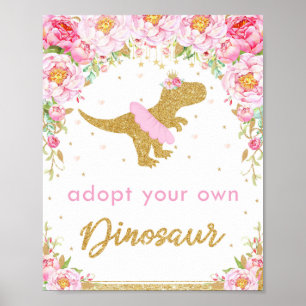 Affiche Adopter un Dinosaure Anniversaire Signal Floral T-