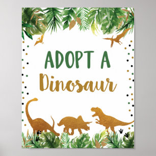 Affiche Adopter Un Panneau De Table D'Anniversaire Dinosau