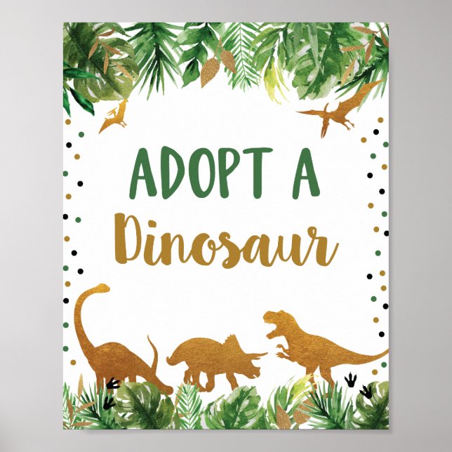 Affiche Adopter Un Panneau De Table D'Anniversaire Dinosau (Devant)