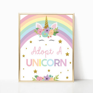 Affiche Adopter un signe de fête d'anniversaire Unicorn Ra
