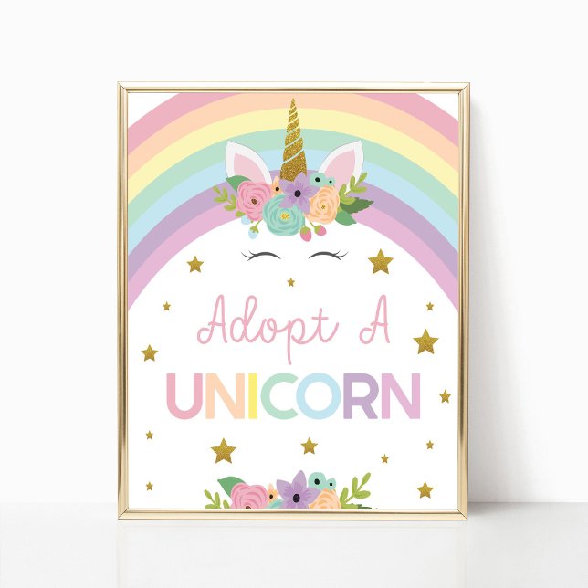 Affiche Adopter un signe de fête d'anniversaire Unicorn Ra (Créateur téléchargé)