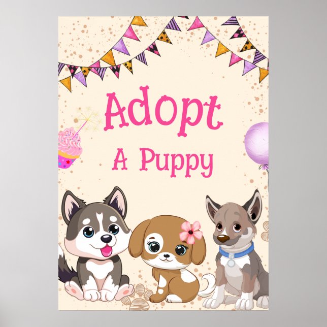 Affiche Adopter un signe de fête du chiot (Devant)