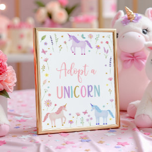 Affiche Adopter Un Symbole Floral Unicorn Anniversaire
