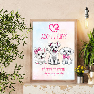Affiche Adopter une fête de chiot signer de mignons chiots