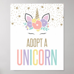 Affiche Adopter une licorne magique Symbole de fête d'anni