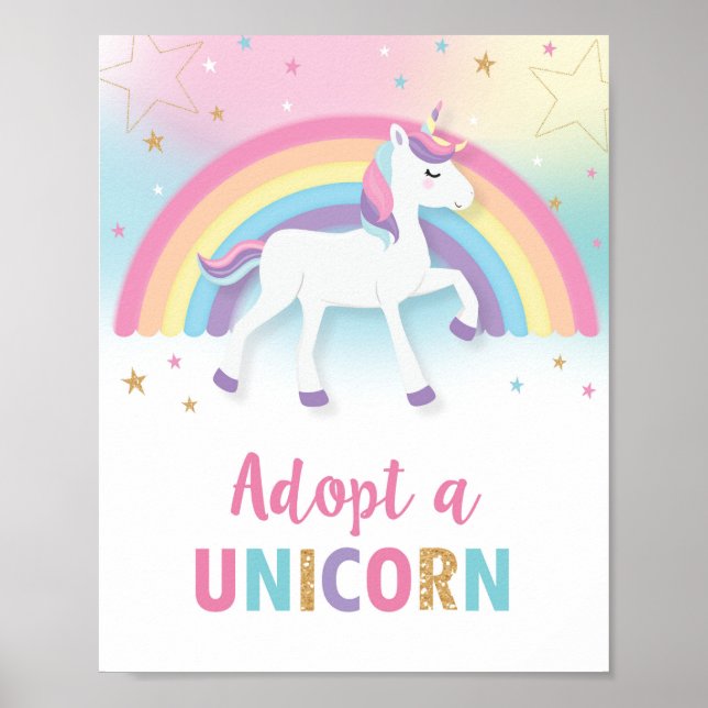 Affiche Adopter une Unicorn Anniversaire du Jeu d'Activité (Devant)