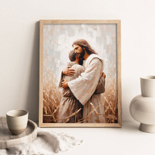 Affiche Adoptez-Le, Art Chrétien, Jésus Embrassant l'Homme