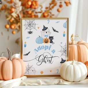 Affiche Adoptez un fantôme Halloween bleu fête d'anniversa