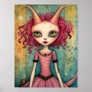 Affiche Adorable Alien Lady Collage Média Mixte
