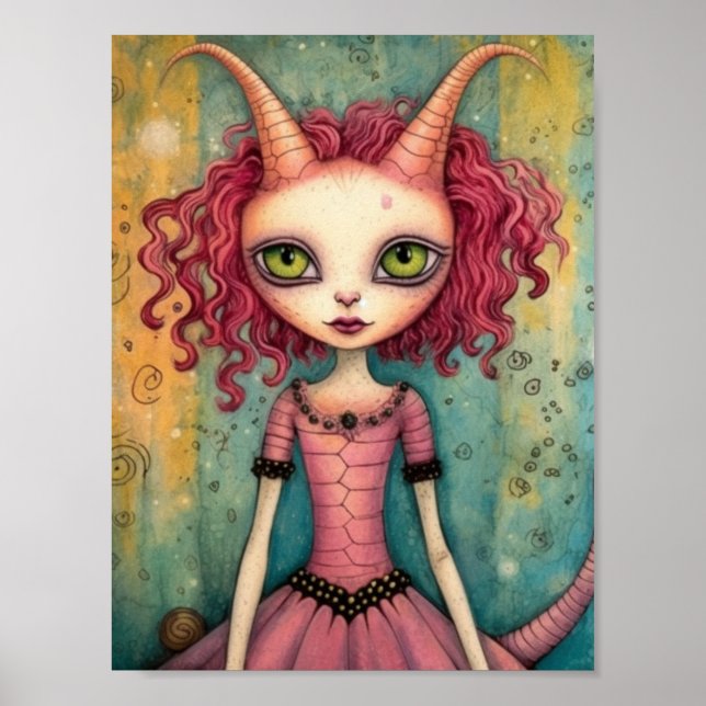 Affiche Adorable Alien Lady Collage Média Mixte (Devant)
