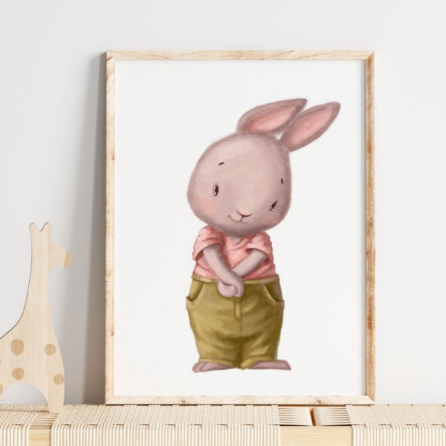 Affiche Adorable aquarelle lapin garçon mignon | Impressio (Créateur téléchargé)