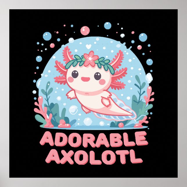 Affiche Adorable Axolotl Cutesse aquatique (Devant)
