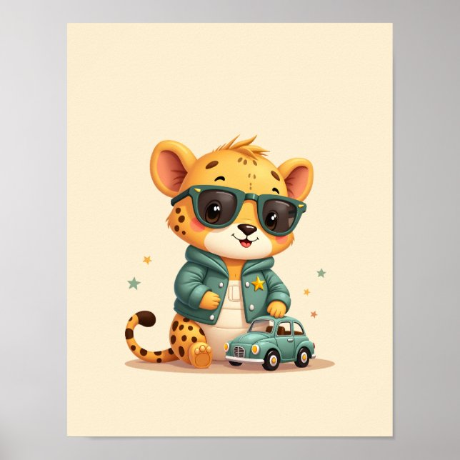 Affiche Adorable Baby Cheetah Safari Nursery Art (Devant)