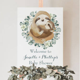 Affiche Adorable Baby shower de fentes Eucalyptus verdure