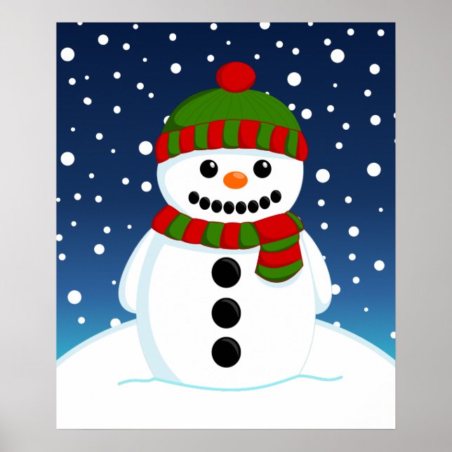 Affiche Adorable bonhomme de neige de Noël (Devant)