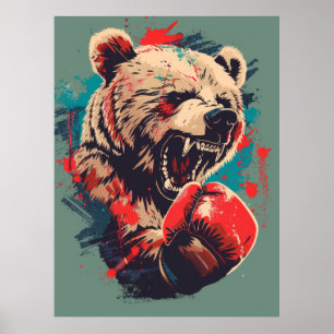 Affiche Adorable Boxing Bear 1 T-shirt Design - Vector Art