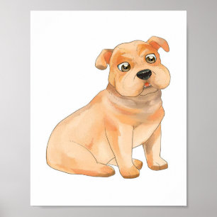 Affiche Adorable Bulldog Wall Art Cadeau du propriétaire